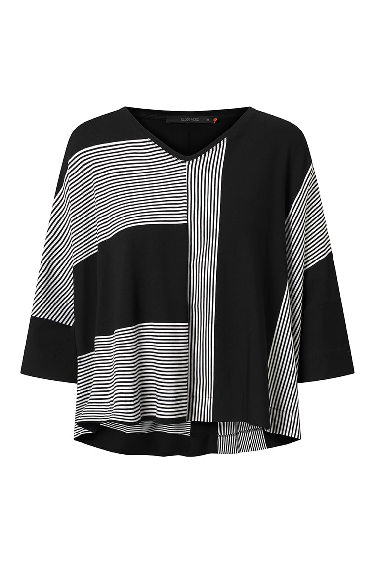 Elsewhere Fashion - PRIESKA TOP BLACK OFFWHITE PACKSHOT