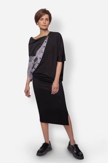 Elsewhere Fashion - FINGER PRINT DRESS SLATE ON BODY