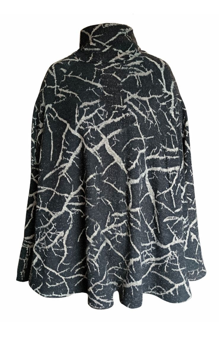 Wool-linen poncho, cozy textured layer, relaxed fit, Elsewhere Fashion