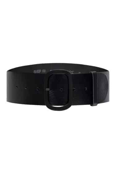 Wide black leather belt with timeless design ? Elsewhere Fashion