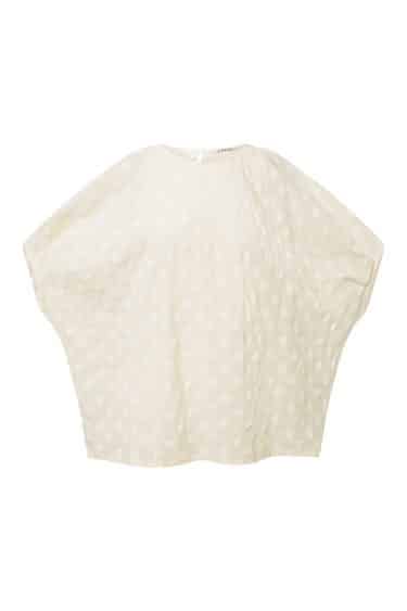 Cotton top with pleated wide sleeves and slit detail ? Elsewhere Fashion