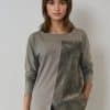 Top with corduroy fabric, jersey contrast, long sleeves, front slit, round neck ? Elsewhere Fashion