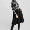 Zipped Balloon Cardigan with 2 way zipper closure, long sleeves, ballon shape, black contrast fabric ? Elsewhere Fashion