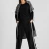 Wide-leg jersey trousers with herringbone contrast, side seam pockets, front slit ? Elsewhere Fashion