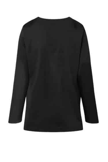 Top made out of travel fabric, Elsewhere tape side slit finishing, back longer, round neck, long sleeves ? Elsewhere Fashion