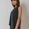 Boat neck sleeveless top, A-line, asymmetrical hem, modal-polyester blend ? Elsewhere Fashion