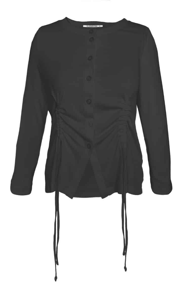 Modal-polyester cardigan, round neck, button closure, gathered front panels ? Elsewhere Fashion