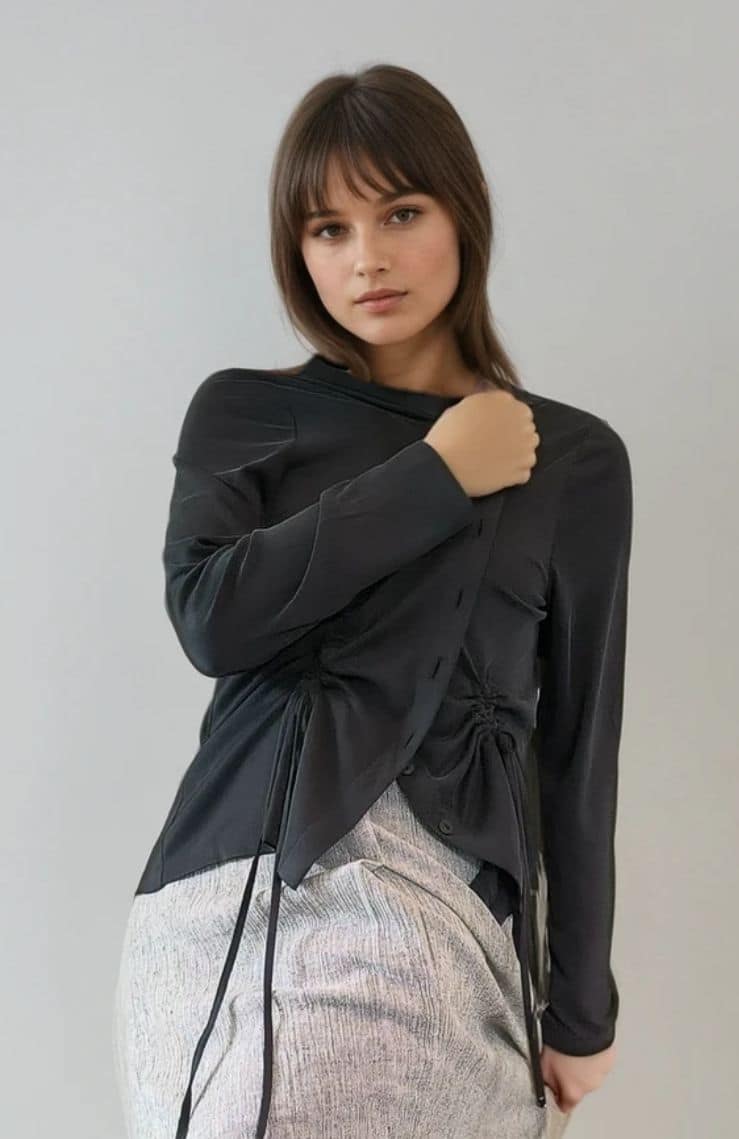 Athena Gather Cardigan -black - Afbeelding 2