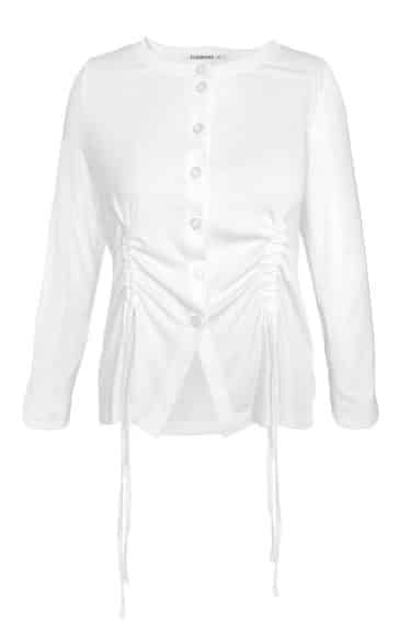 Modal-polyester cardigan, round neck, button closure, gathered front panels ? Elsewhere Fashion