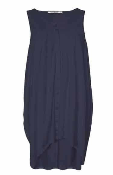 Sleeveless modal-polyester tunic, round neck, pleats, button closure ? Elsewhere Fashion