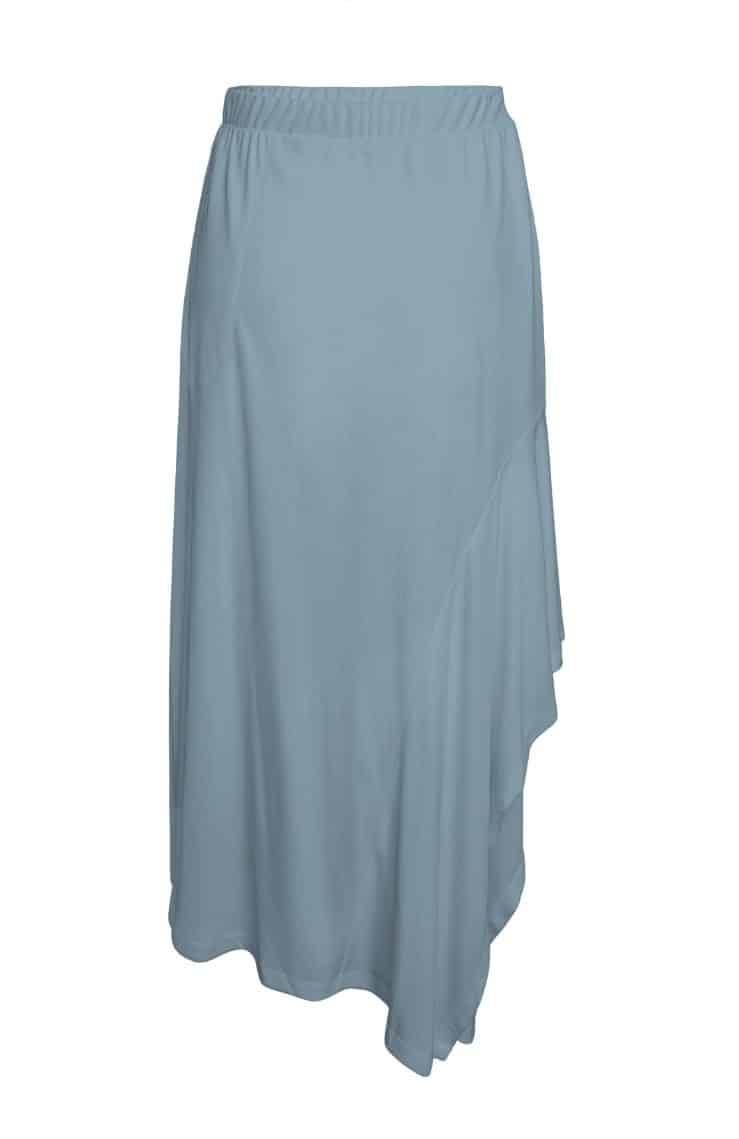 Asymmetrical A-line skirt, elastic waistband, flared panel, flowing drape ? Elsewhere Fashion