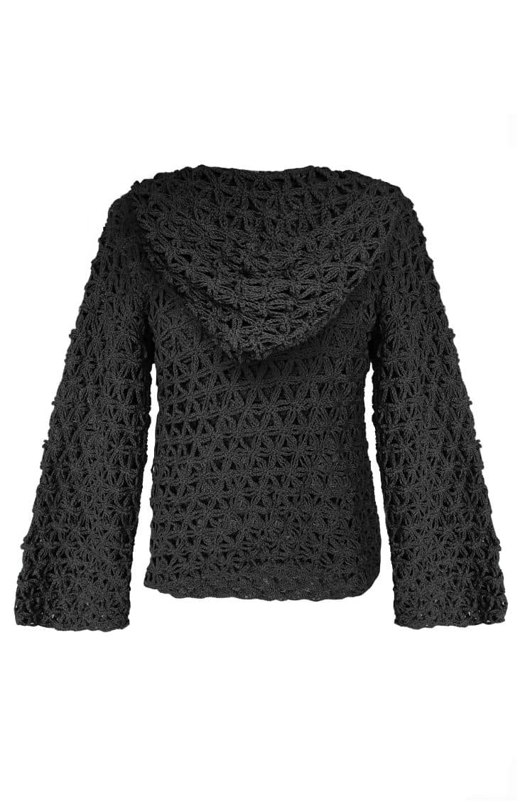 Open-knit cotton-acrylic top, 3/4 sleeves, boat neck, oversized fit ? Elsewhere Fashion