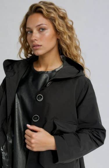 A-line jacket with hood, flap pockets and tape detail ? Elsewhere Fashion