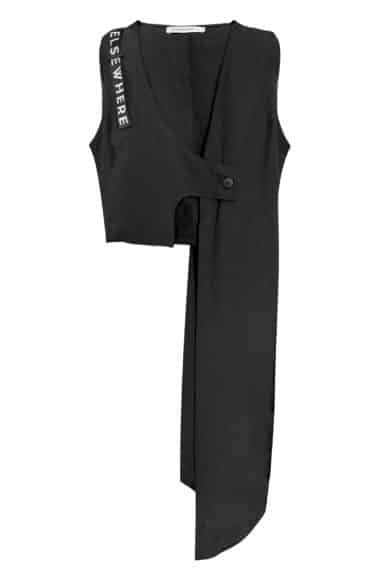 Uneven length gilet with layered design and tape detail ? Elsewhere Fashion