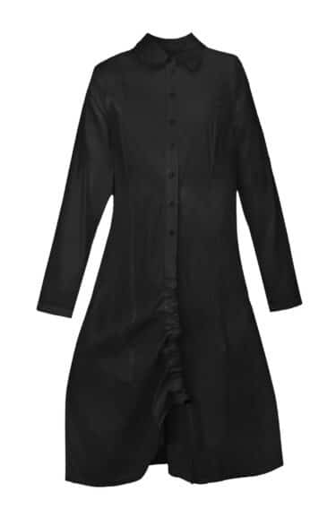 Long cotton cardigan with button closure and gathering detail – Elsewhere Fashion