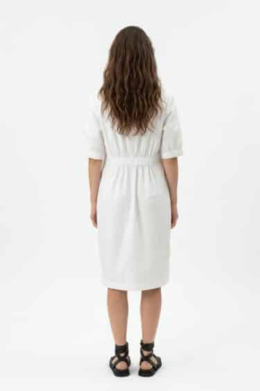 Cotton midi dress with 3/4 sleeves and patch pocket – Elsewhere Fashion